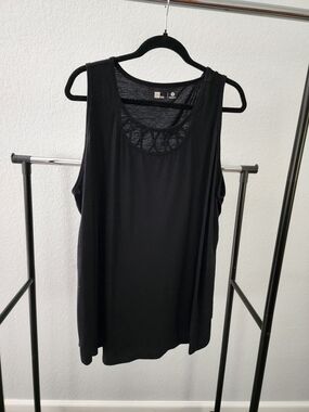 Xersion Black Lace-Back Sleeveless Tank Top